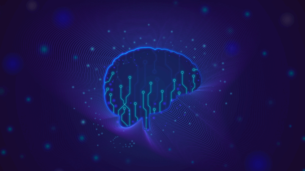 Ilustração de um cérebro integrado a elementos tecnológicos, simbolizando a cultura data-driven no jurídico e a importância da mente analítica na tomada de decisões jurídicas estratégicas.